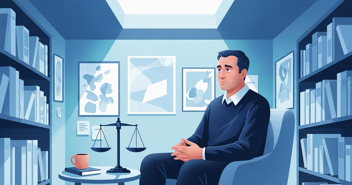 Illustration of a person reflecting on their role amid AI transformation