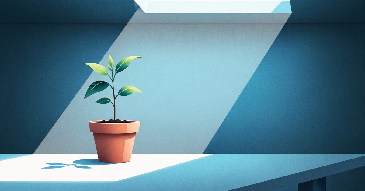 Illustration of a person planting a seedling representing starting small with AI
